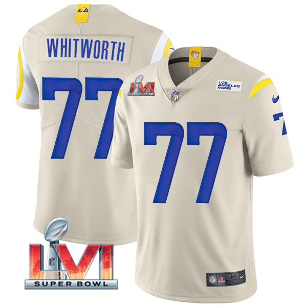 Personalized Youth Andrew Whitworth Los Angeles Rams 2022 Super Bowl LVI Limited Stitched Jersey Bone