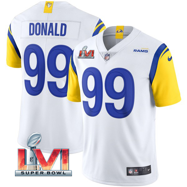 Personalized Youth Aaron Donald Los Angeles Rams 2022 Super Bowl LVI Limited Stitched Jersey White