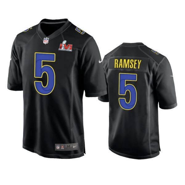 Personalized Men’s Jalen Ramsey Los Angeles Rams 2022 Super Bowl LVI Black Bound Game Stitched Jersey