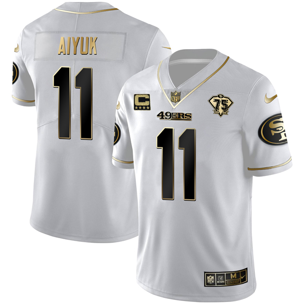 Personalized Men’s San Francisco 49ers Brandon Aiyuk White Gold Limited Jersey Stitched