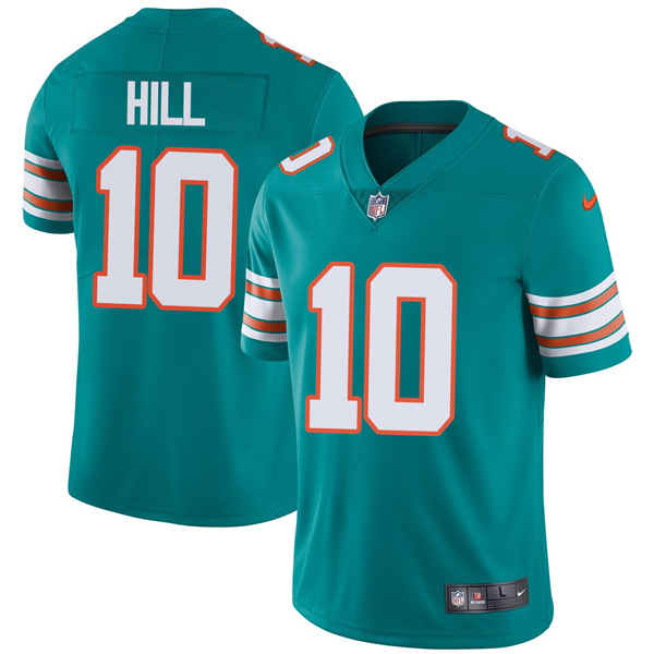 Personalized Men’s Miami Dolphins Tyreek Hill Aqua Throwback Limited Stitched Jersey