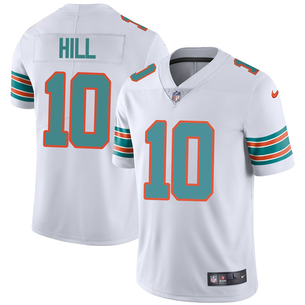 Personalized Men’s Miami Dolphins Tyreek Hill White Throwback Limited Stitched Jersey