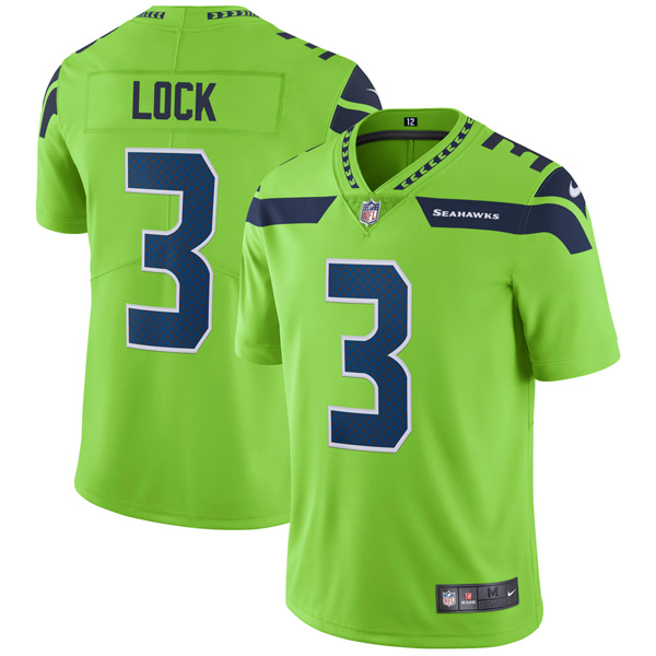Personalized Men’s Seattle Seahawks Drew Lock Neon Green Limited Stitched Jersey