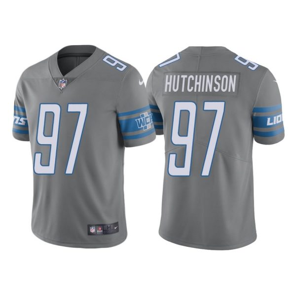 Personalized Men’s Detroit Lions Aidan Hutchinson 2022 NFL Draft Stitched Jersey Silver