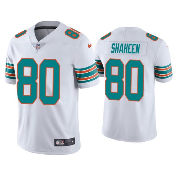 Personalized Men’s Adam Shaheen Miami Dolphins Throwback Limited Stitched Jersey White