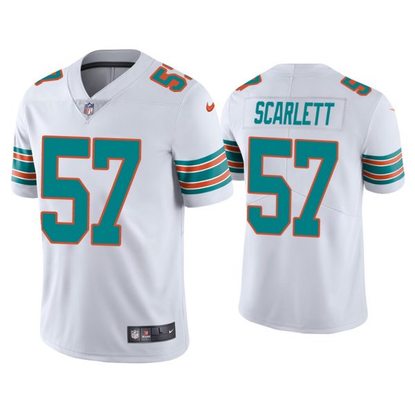 Personalized Men’s Brennan Scarlett Miami Dolphins Throwback Limited Stitched Jersey White