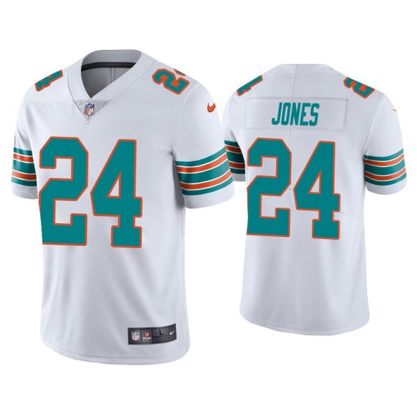Personalized Men’s Byron Jones Miami Dolphins Throwback Limited Stitched Jersey White