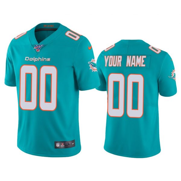 Personalized Men’s Miami Dolphins Throwback Limited Stitched Jersey Aqua