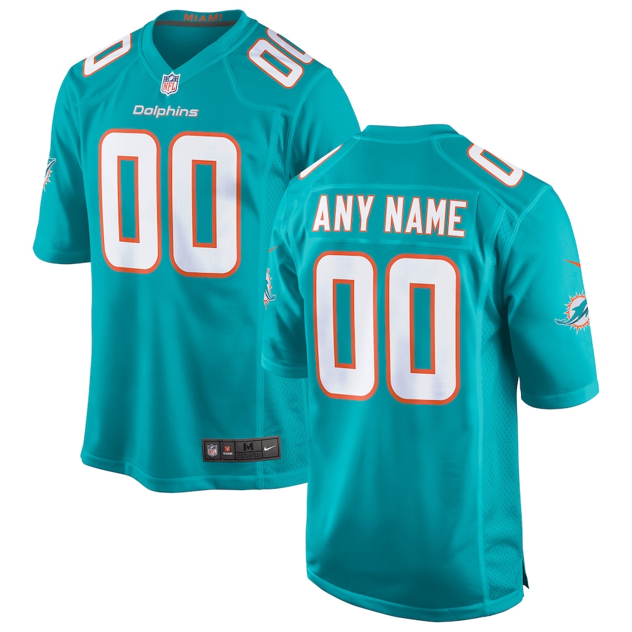 Personalized Custom Men’s Miami Dolphins Aqua Game Jersey