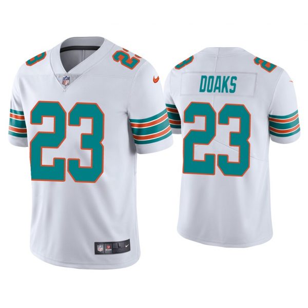 Personalized Men’s Gerrid Doaks Miami Dolphins Throwback Limited Stitched Jersey White