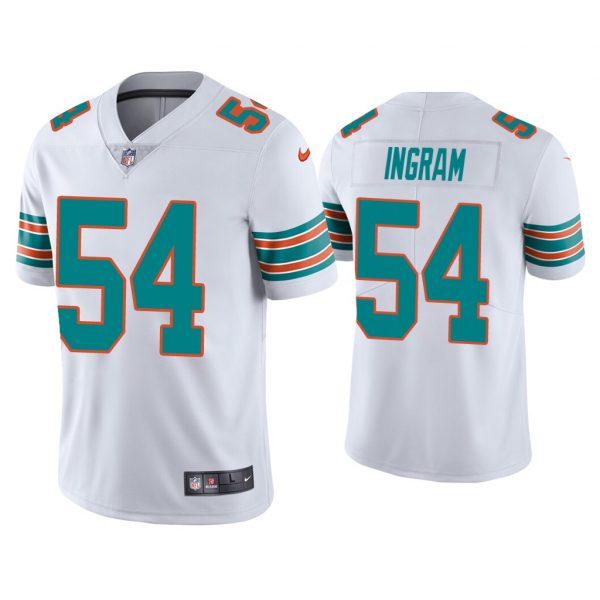 Personalized Men’s Ingram Miami Dolphins Throwback Limited Stitched Jersey White