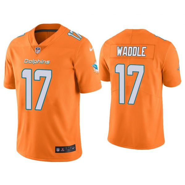 Personalized Men’s Jaylen Waddle Miami Dolphins Color Rush Limited Stitched Jersey Orange