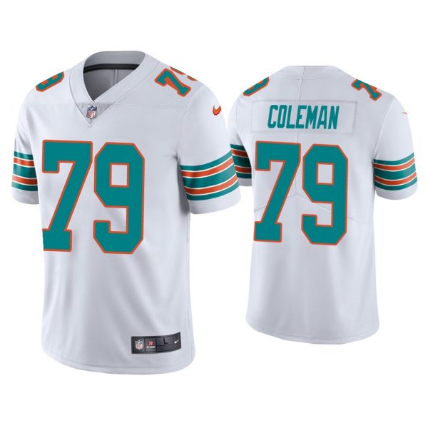 Personalized Men’s Larnel Coleman Miami Dolphins Throwback Limited Stitched Jersey White