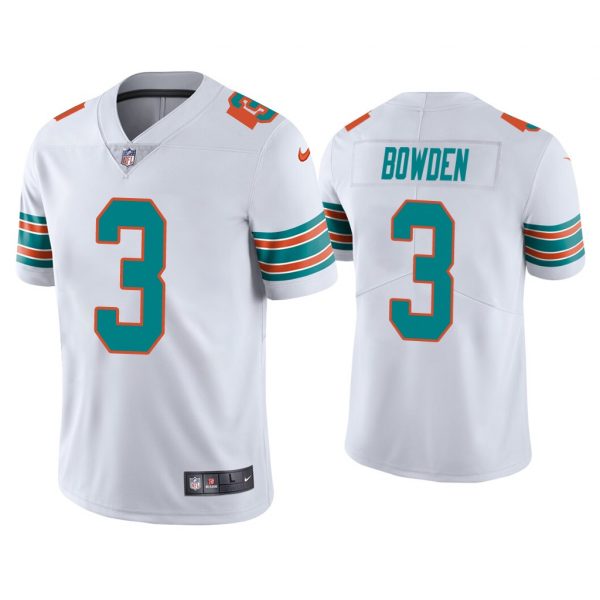 Personalized Men’s Lynn Bowden Miami Dolphins Throwback Limited Stitched Jersey White