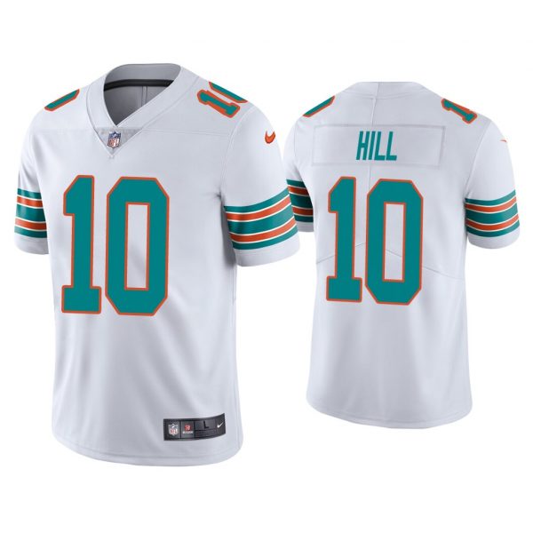 Personalized Men’s Tyreek Hill Miami Dolphins Throwback Limited Stitched Jersey White