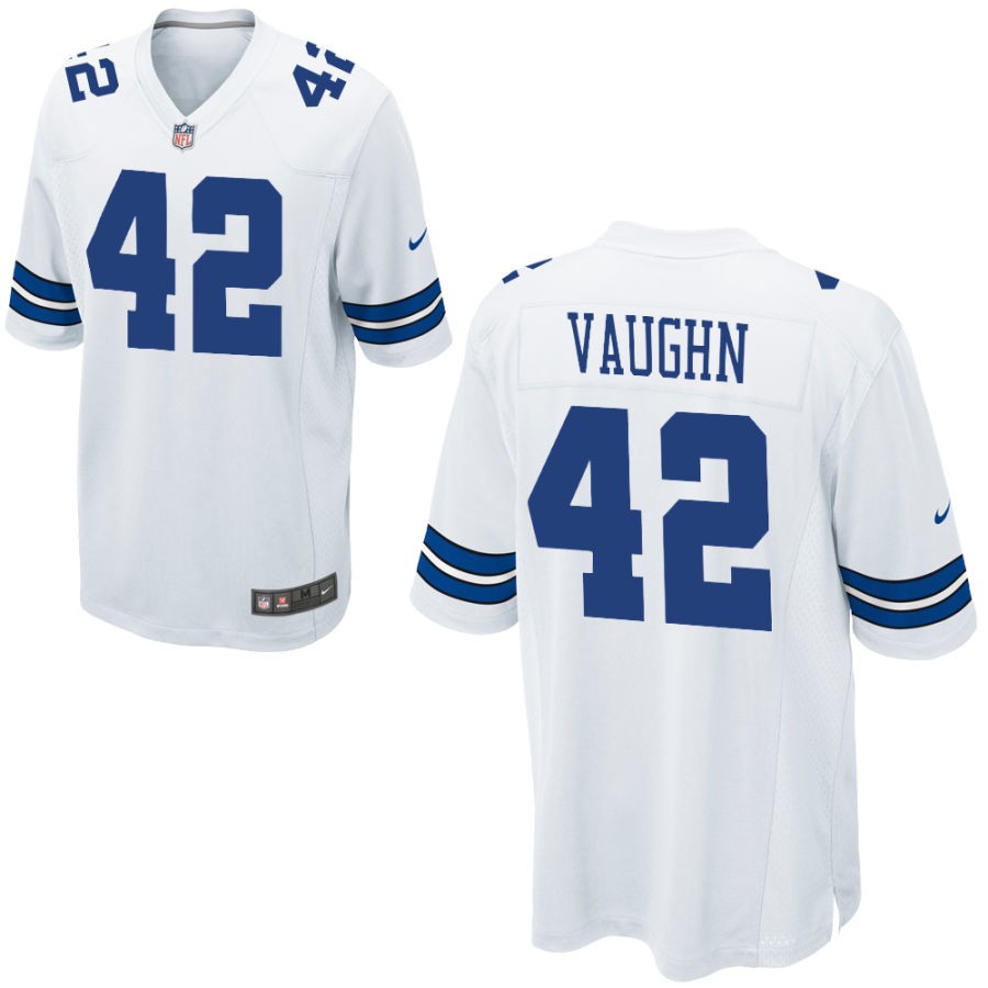 Personalized Men’s Deuce Vaughn #42 Dallas Cowboys White Color Game Jersey