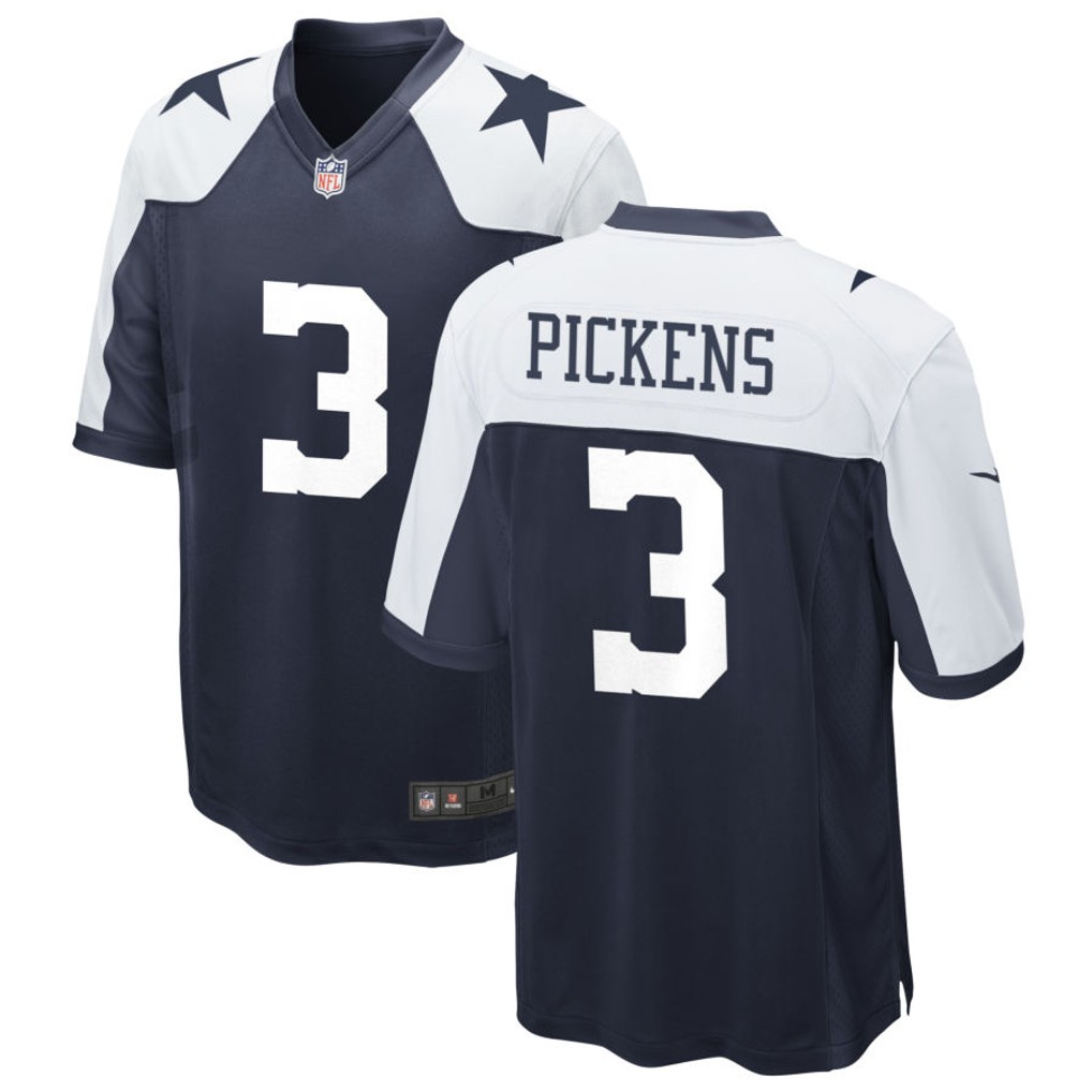 Personalized Dallas Cowboys #3 George Pickens Navy Alternate Game Jersey