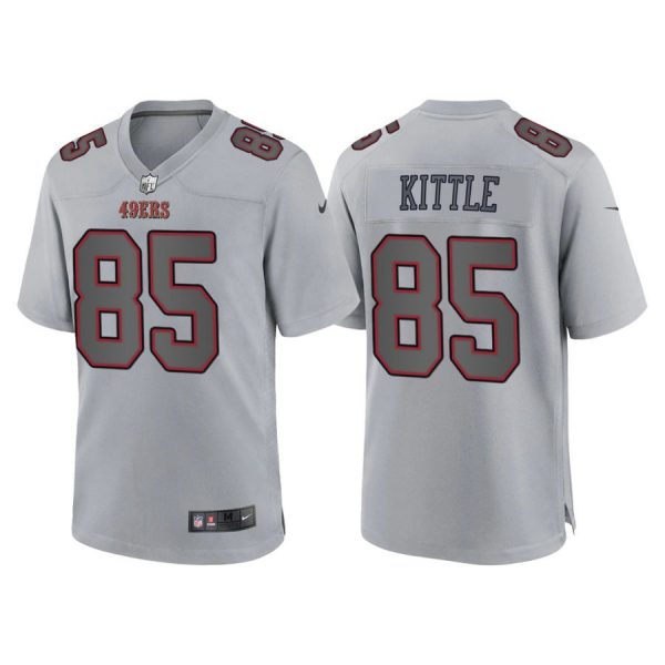 Personalized Men’s San Francisco 49ers George Kittle Gray Atmosphere Fashion Stitched Jersey