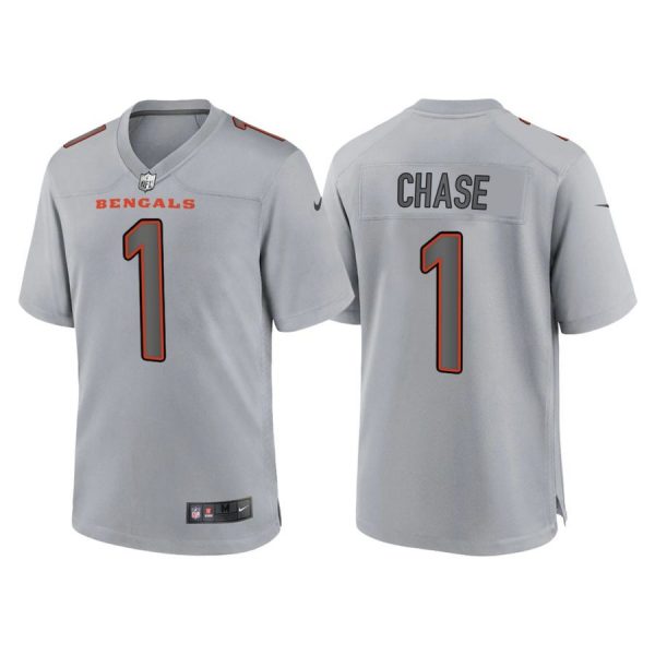 Personalized Youth Cincinnati Bengals Ja’Marr Chase Gray Atmosphere Fashion Stitched Jersey