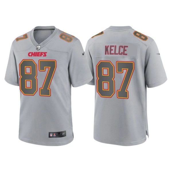 Personalized Youth Kansas City Chiefs Travis Kelce Gray Atmosphere Fashion Stitched Jersey