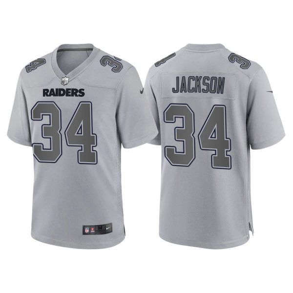 Personalized Women’s Las Vegas Raiders Bo Jackson Gray Atmosphere Fashion Stitched Jersey