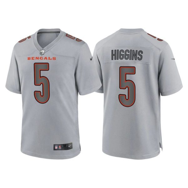 Personalized Men’s Cincinnati Bengals Tee Higgins Gray Atmosphere Fashion Stitched Jersey