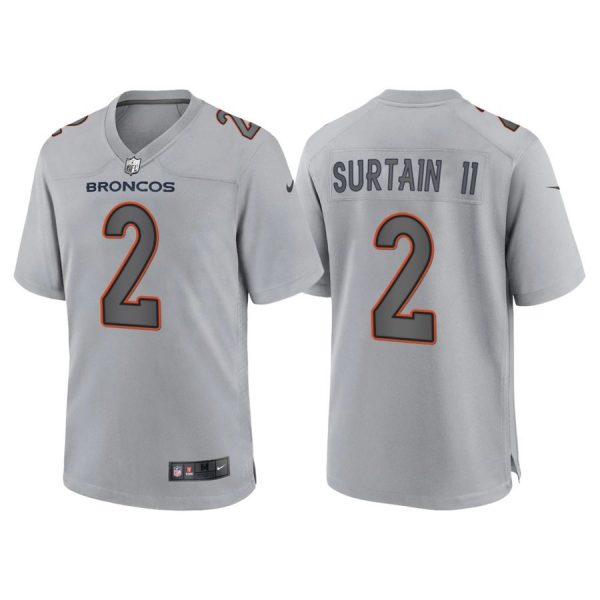 Personalized Men’s Denver Broncos Patrick Surtain II Gray Atmosphere Fashion Stitched Jersey