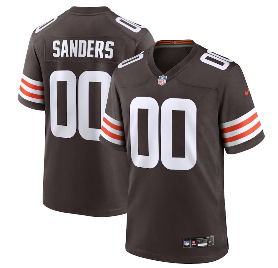 Personalized Men’s Cleveland Browns #00 Shedeur Sanders Brown 2025 NFL Draft Game Jersey