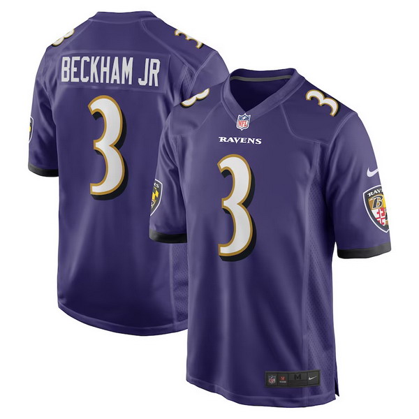 Personalized Men’s Baltimore Ravens #3 Odell Beckham Jr. Purple Game Jersey