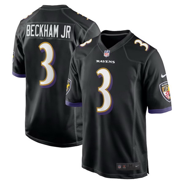 Personalized Men’s Baltimore Ravens #3 Odell Beckham Jr. Black Alternate Game Jersey