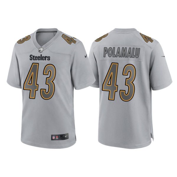 Personalized Men’s Pittsburgh Steelers Troy Polamalu Gray Atmosphere Fashion Stitched Jersey