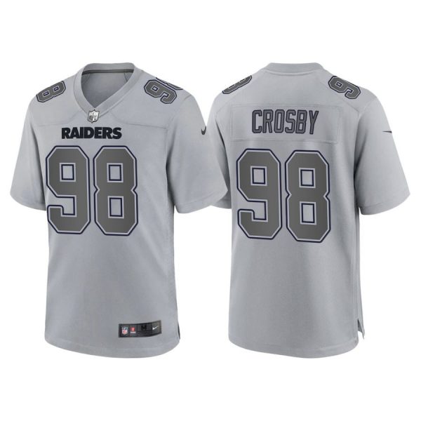 Personalized Men’s Las Vegas Raiders Maxx Crosby Gray Atmosphere Fashion Stitched Jersey