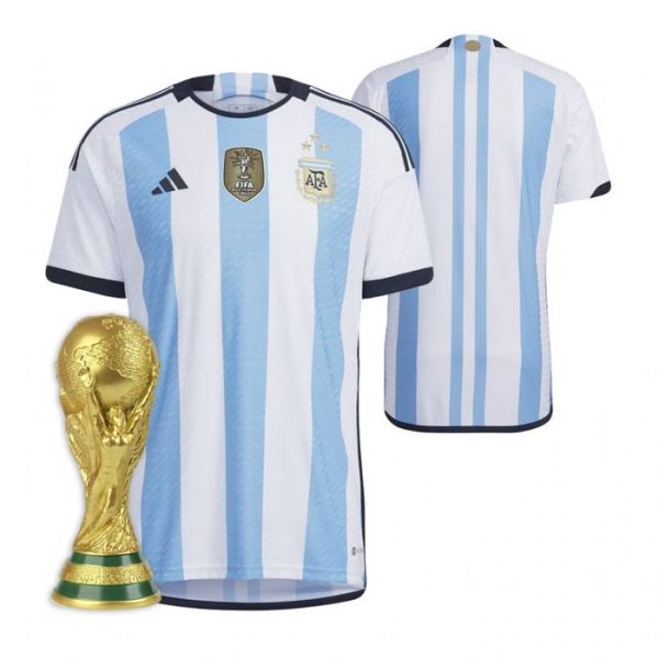 Personalized Women’s Argentina National Team White Home 3 Stars 2022 World Cup Champions Jersey