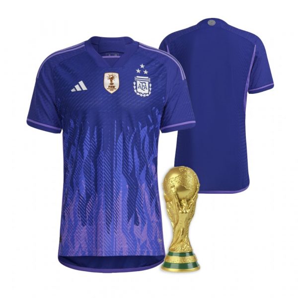 Personalized Men’s Argentina National Team Purple Away 3 Stars 2022 World Cup Champions Jersey