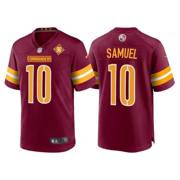 Personalized Men’s Washington Commanders Curtis Samuel 90th Anniversary Patch Burgundy Jerseys