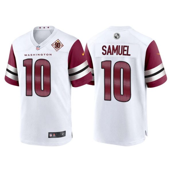 Personalized Men’s Washington Commanders Curtis Samuel 90th Anniversary Patch White Jerseys