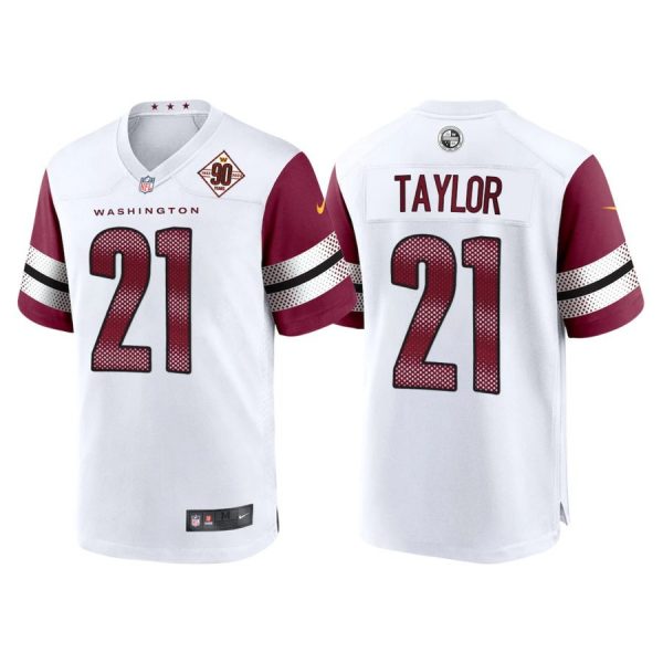Personalized Men’s Washington Commanders Sean Taylor 90th Anniversary Patch White Jerseys
