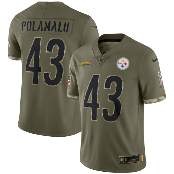 Personalized Youth T.J. Watt Pittsburgh Steelers Olive 2022 Salute To Service Jersey Stitched
