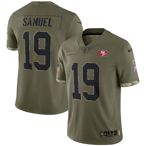 Personalized Youth Deebo Samuel San Francisco 49ers Olive 2022 Salute To Service Jersey Stitched