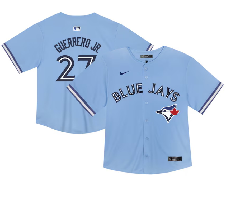 Personalized Vladimir Guerrero Jr. Toronto Blue Jays Toddler Alternate Game Jersey – Powder Blue