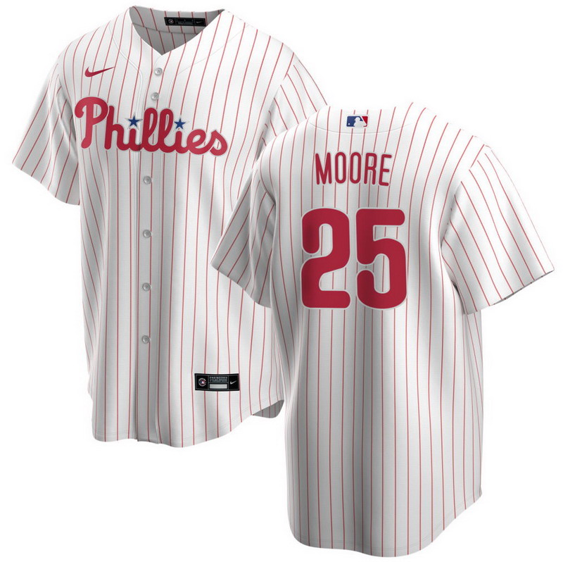 Personalized Men’s Philadelphia Phillies #25 Dylan Moore White Home Jersey