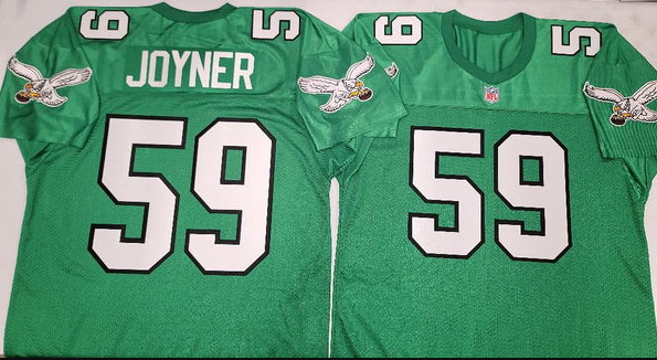Personalized Philadelphia Eagles #59 SETH JOYNER 90s Vintage Throwback Football Jersey KELLY GREEN