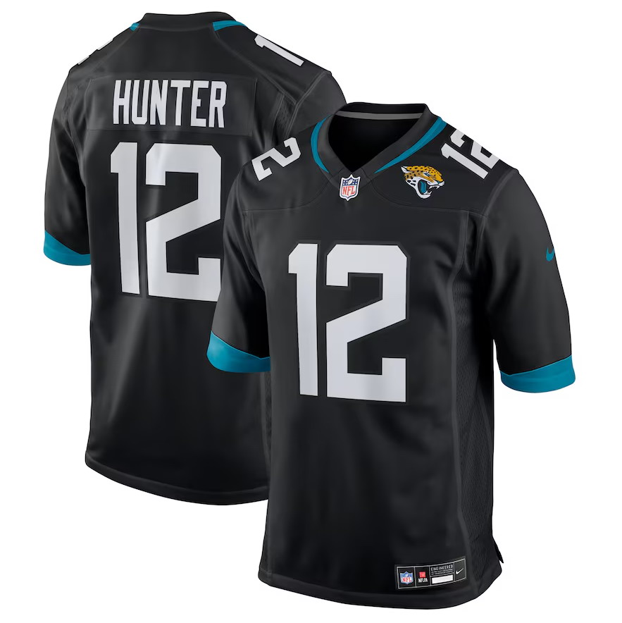 Personalized Men’s #12 Travis Hunter Black Jacksonville Jaguars 2025 NFL Draft First Round Pick Alternate Game Player Jersey