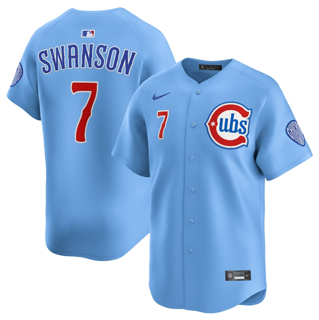 Personalized Youth Chicago Cubs #7 Dansby Swanson Blue 2024 25 2nd Alternate Limited Stitched Baseball Jersey