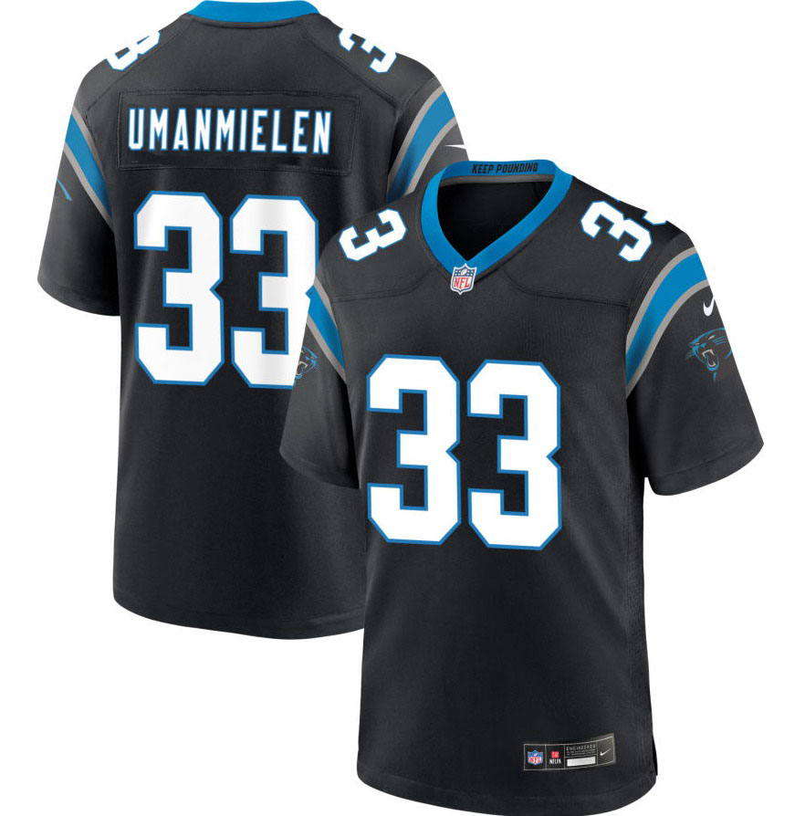 Personalized Men’s Carolina Panthers #33 Princely Umanmielen Game Jersey – Black