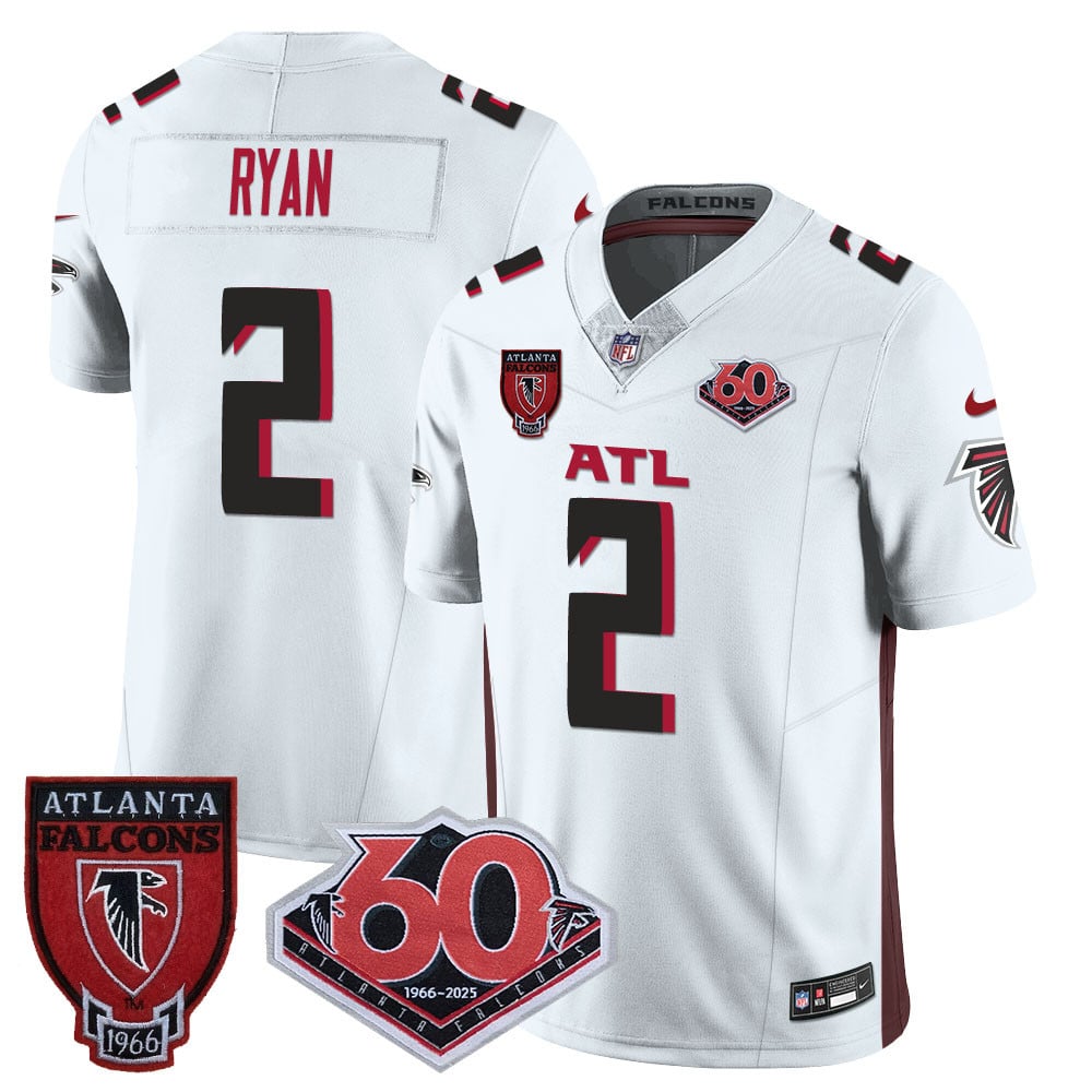 Personalized Men’s Atlanta Falcons #2 Matt Ryan 60th Season Limited White Jerseys