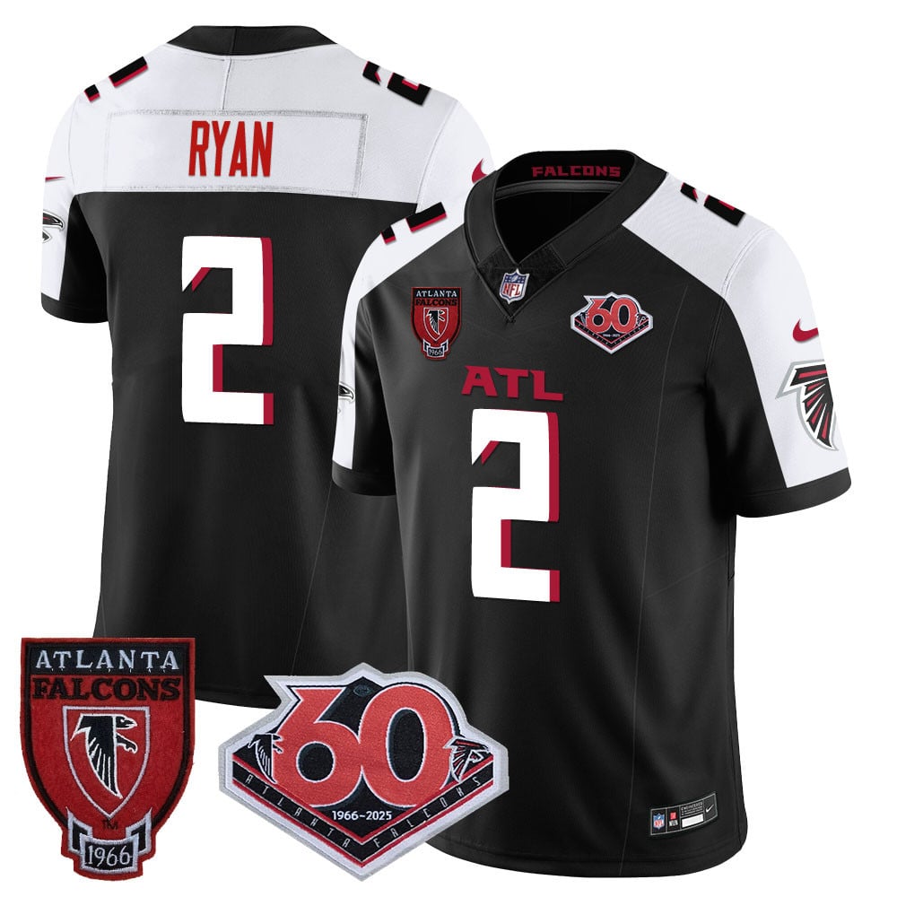 Personalized Men’s Atlanta Falcons #2 Matt Ryan 60th Season Limited Black Alternate Jerseys