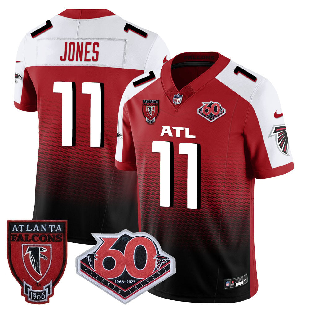 Personalized Men’s Atlanta Falcons #11 Julio Jones 60th Season Limited Red Alternate Jerseys
