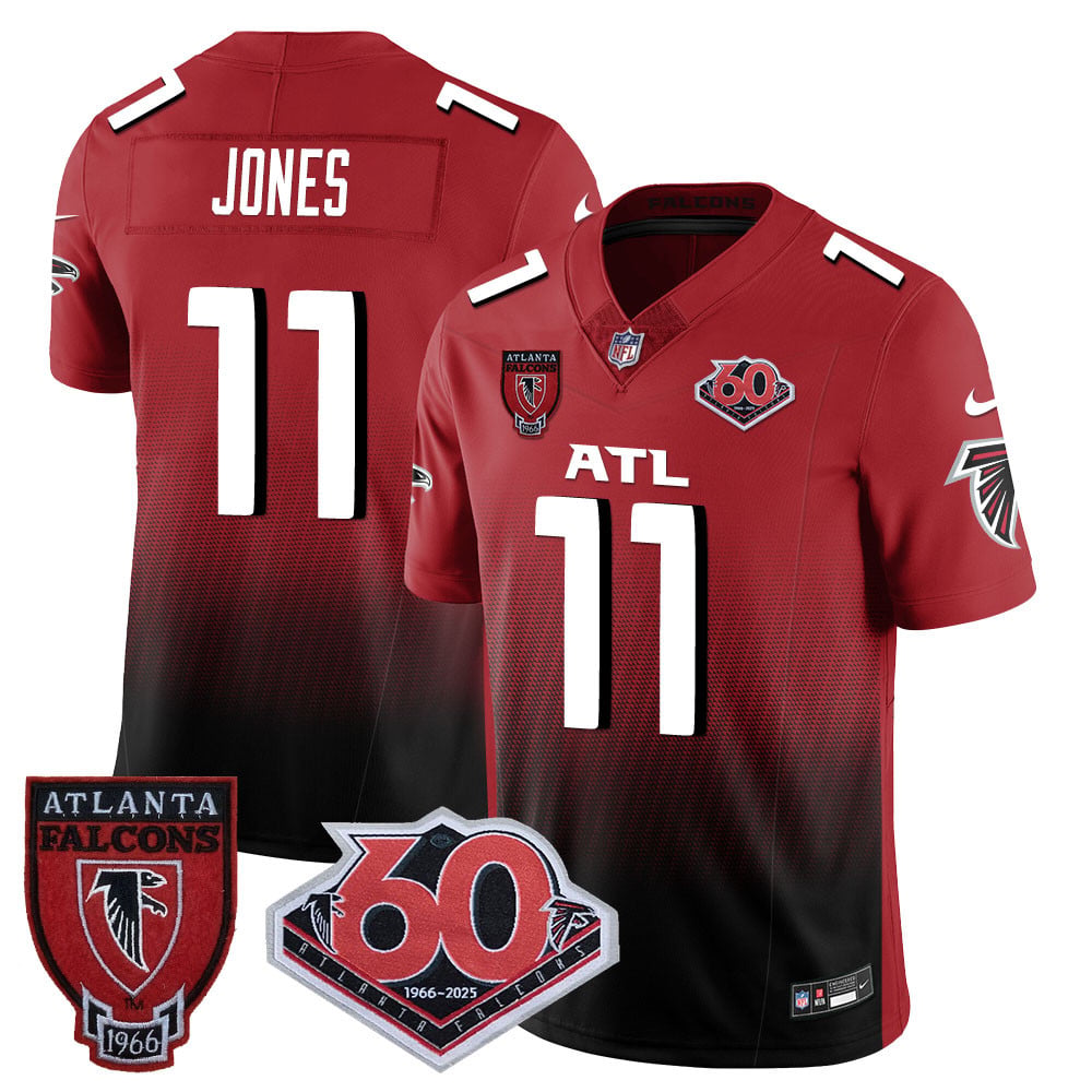 Personalized Men’s Atlanta Falcons #11 Julio Jones 60th Season Limited Red Jerseys