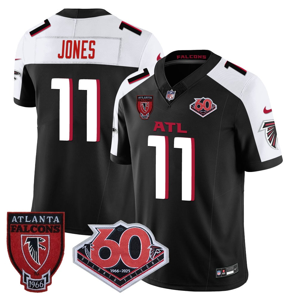 Personalized Men’s Atlanta Falcons #11 Julio Jones 60th Season Limited Black Alternate Jerseys